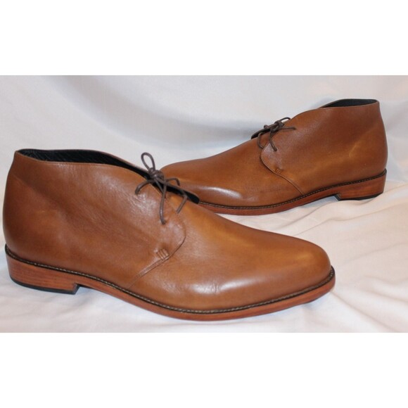 NISOLO MEN\'S CHUKKA LEATHER BOOTS TOBACCO BROWN SZ 12 NIB